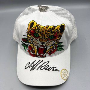 Vintage Cliff Raven Hat White Ed Hardy Japanese tattoo Snap back Trucker Cap 90s